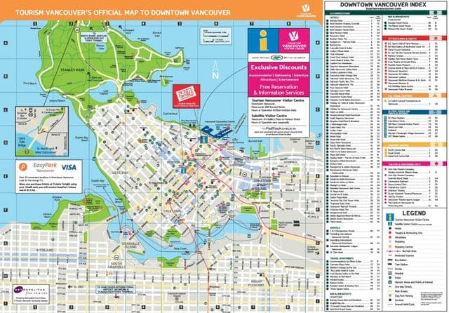 Mappa del centro di Vancouver