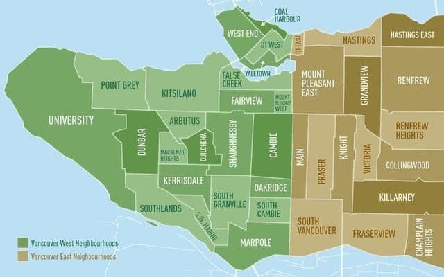 Mappa dei quartieri di Vancouver
