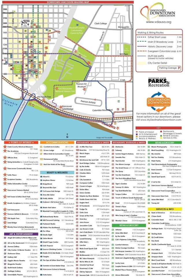 Mappa dei tour a piedi di Vancouver