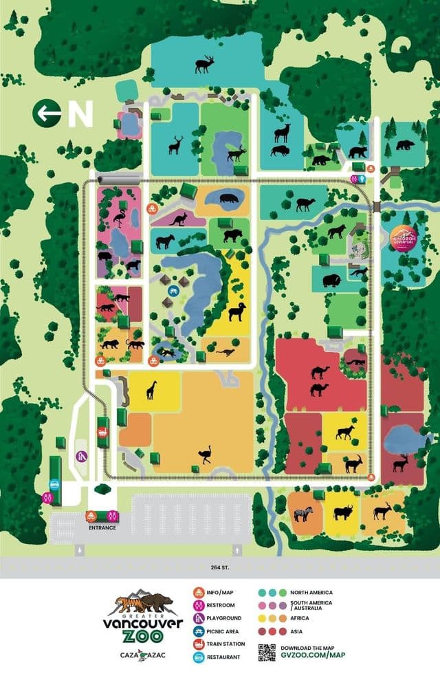 Mappa del parco dello zoo di Vancouver