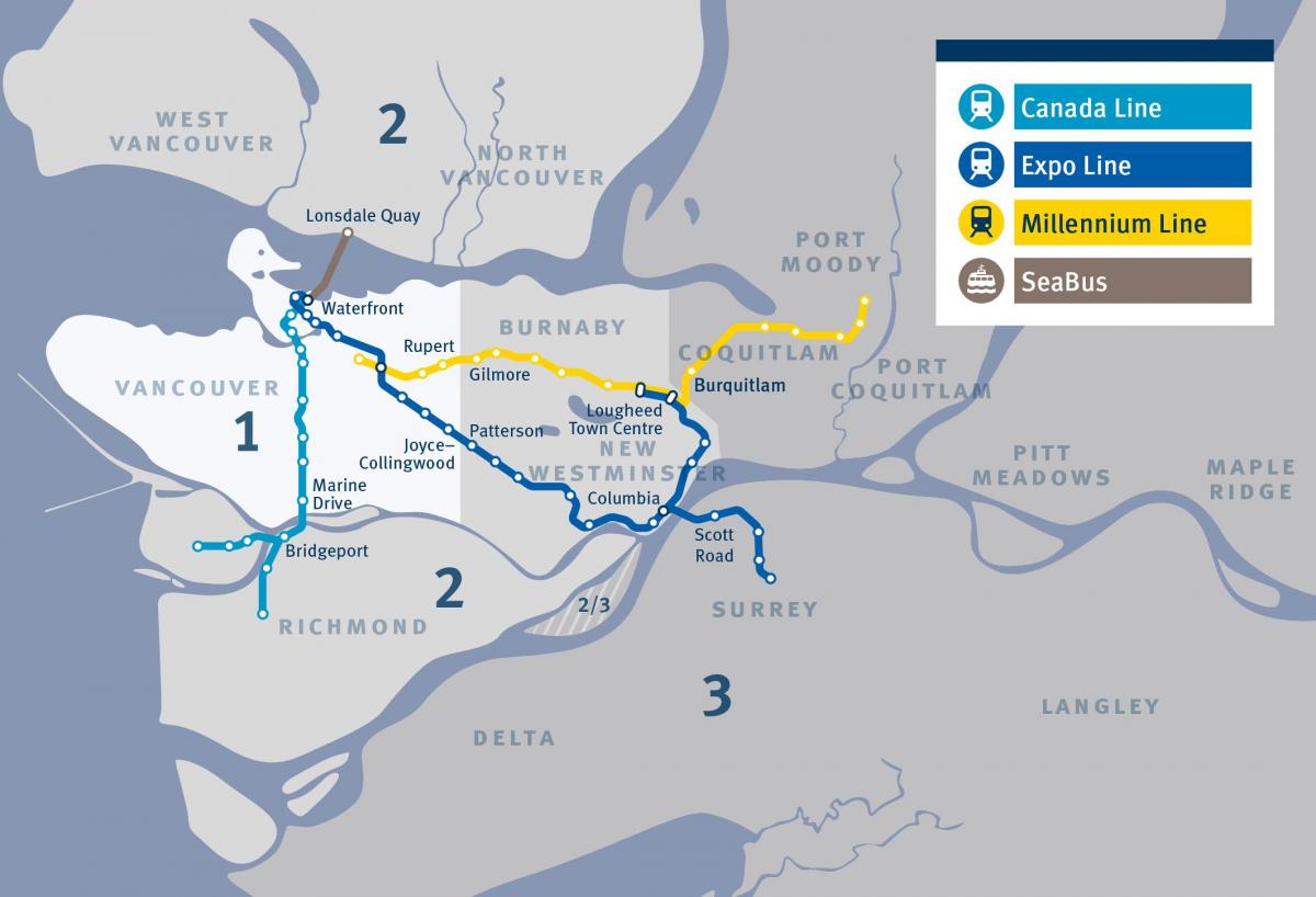 Mappa delle stazioni ferroviarie di Vancouver