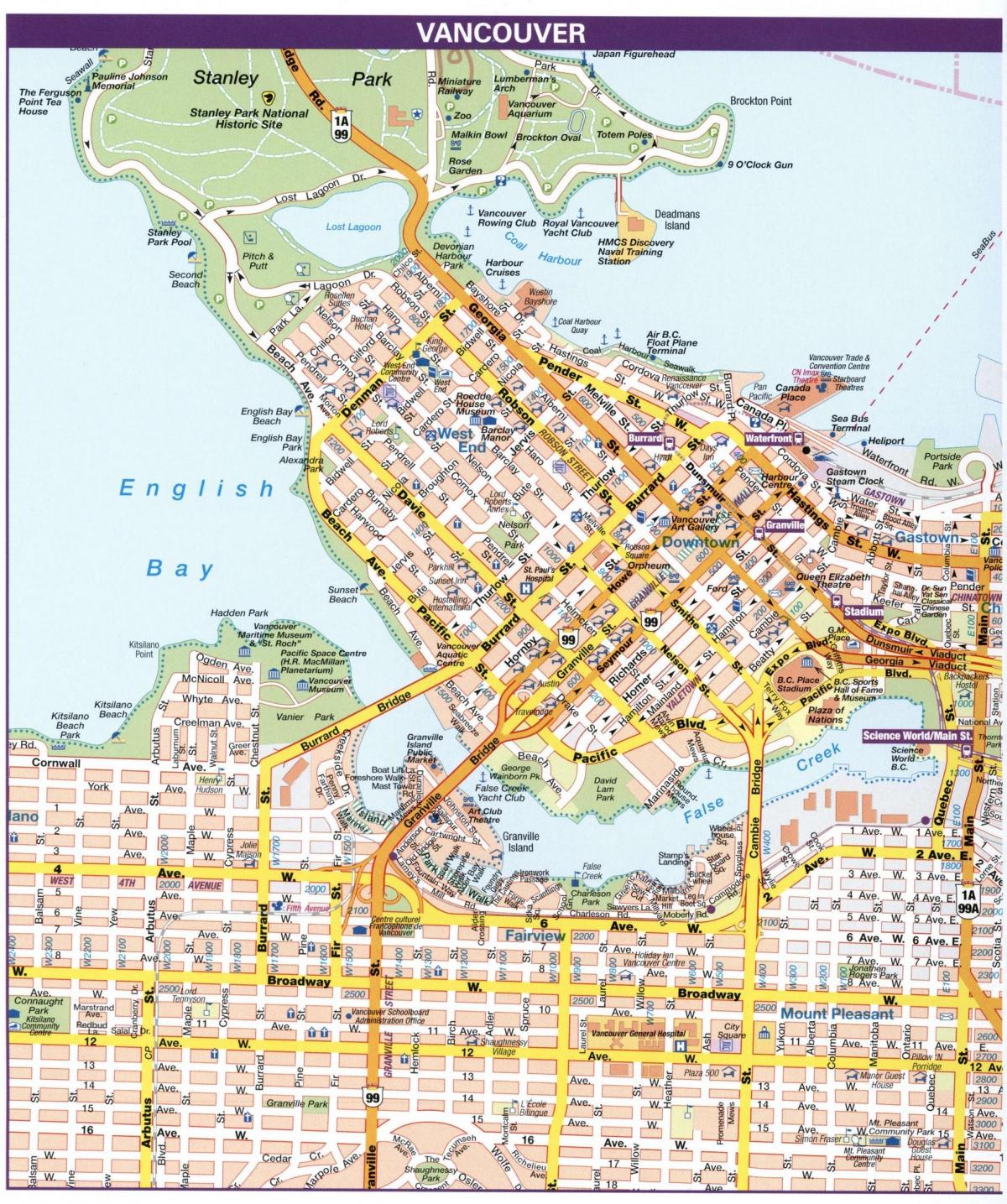 Mappa delle strade di Vancouver