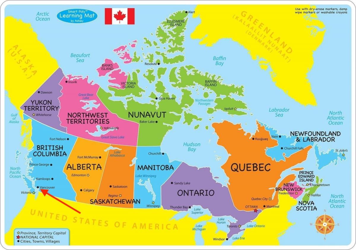 Vancouver su British Columbia - Mappa del Canada